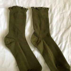 Army Green Socks with Ruffle